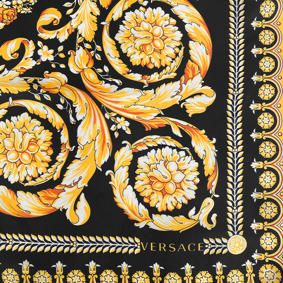 Versace Women's Silk Baroque Skull & Crossbones Scarf Black - Picture 3 of 3